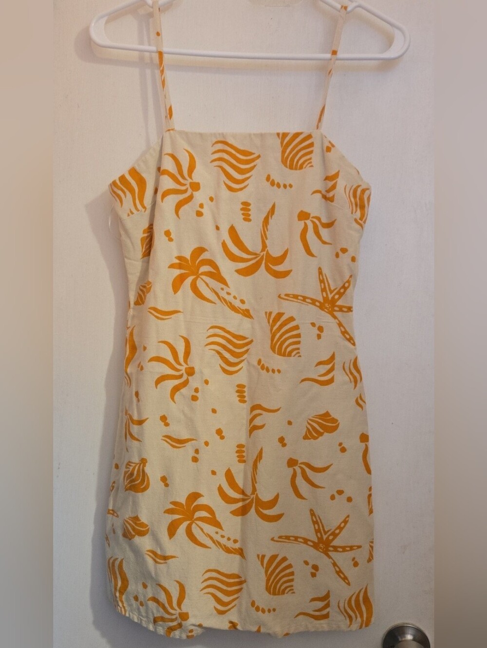 Japna Cream Sundress with Orange Tropical Print Size SMALL